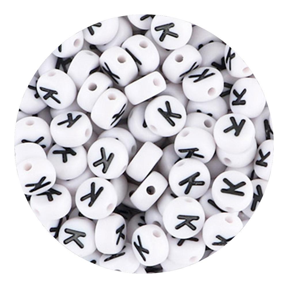 50/100/200pcs/Lot 7x4mm White A-Z Round Alphabet Acrylic Letters Beads Loose Spacer For Jewelry Making DIY Bracelet Accessories