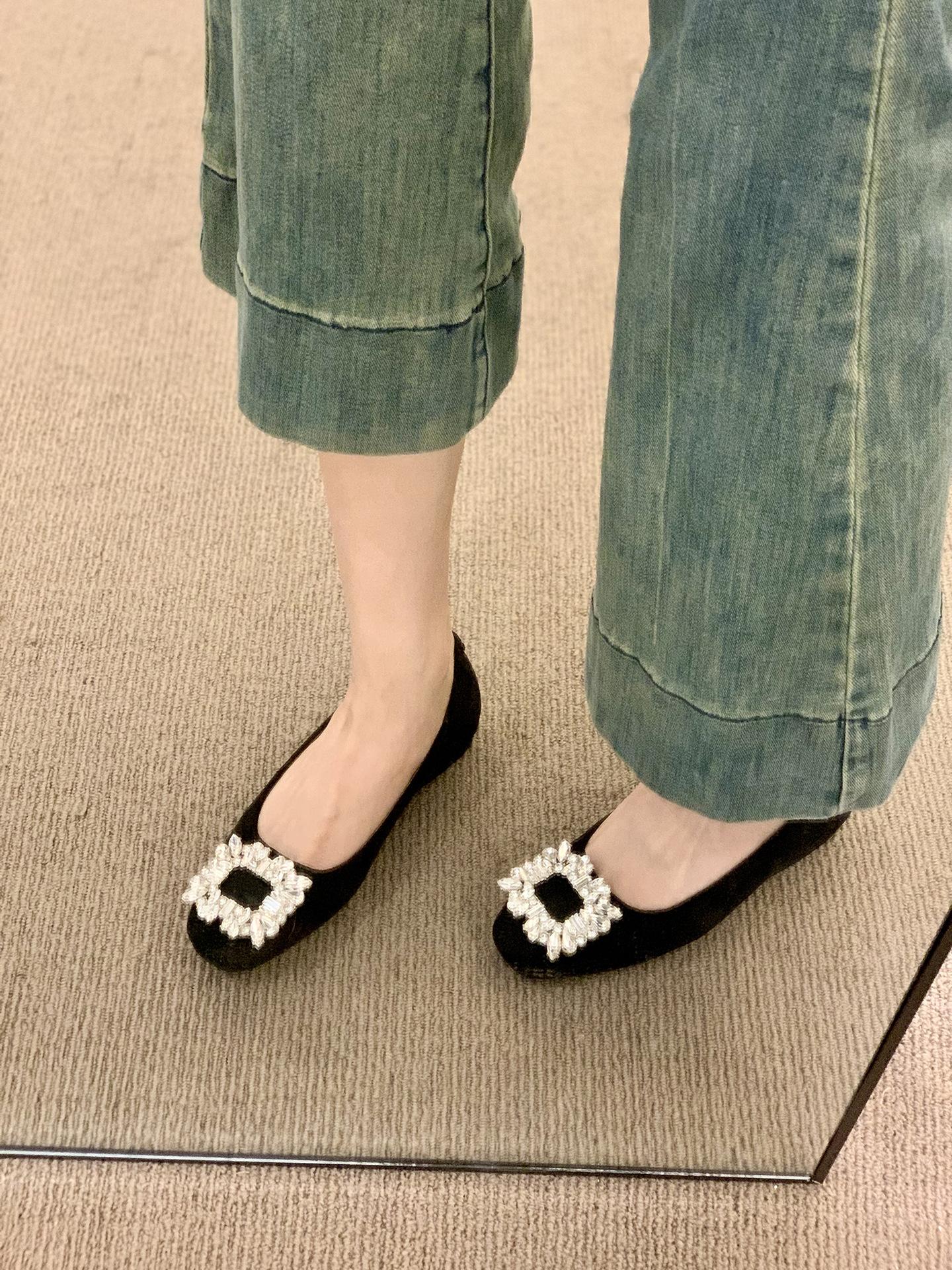 

MUKEKe inner height increase retro shallow mouth single shoes women s 2025 new square buckle rhinestone temperament commuter niche work shoes 39