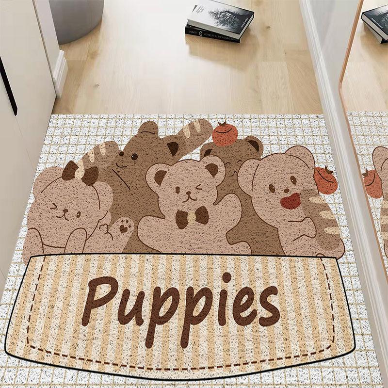 Cute Animal Entrance Door Rubbing Soil Foot Pad Waterproof Non-Slip Silk Ring Floor Mat Household Living Room Bathroom Door Mat