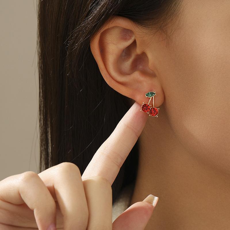 Beliebte Mode Diamant Frucht Liebe Ohrringe neuer Handel personalisierte Ohrringe Kirschohrringe