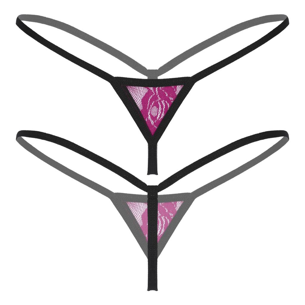 Women See-through Lace Micro Thongs G-string Low Waist Elastic Waistband T-back Lingerie Underwear