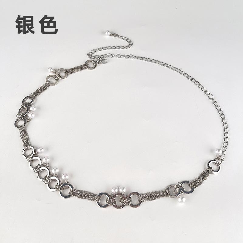 Ladies' Temperament High-End Waist Chain Pearl Women'S Metal Chain With Skirt Dress Sweater Decorative Belt