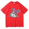 Kawaii Jeff Der Landhai T-Shirt Kurzarm Mode Baumwolle T-Shirt Grafikdruck Gothic Retro T-Shirt Camisetas Weiche T-Shirts