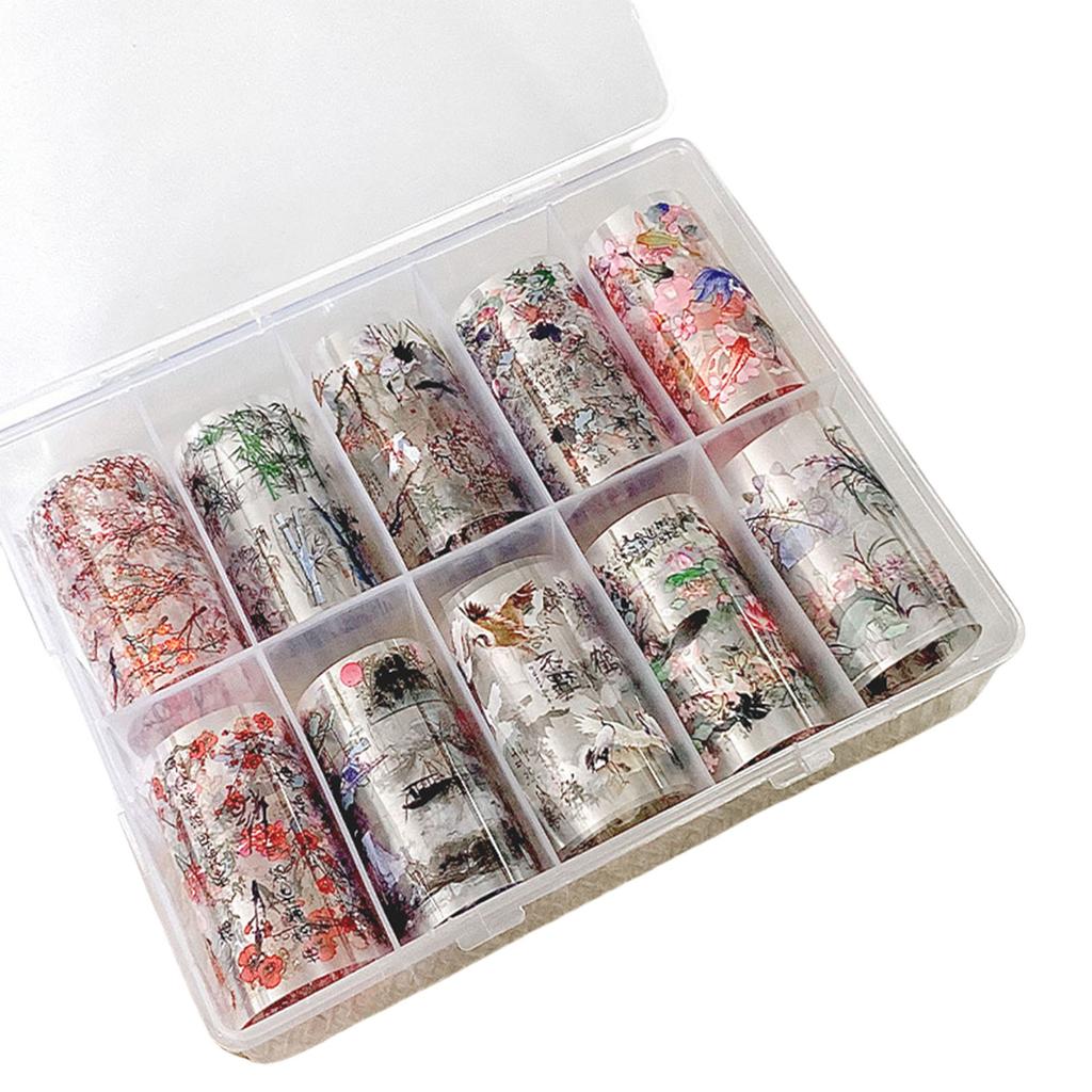 Nail Foils Nail Art Transfer Foil Stickers Flower Color Sheet Adhesive Stickers for Nail Art DIY Decorations Nail Decals