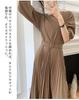 Formal Dress Essential for Autumn Outfits Butt Wide Pleated Waist Long Maxi Elegant Formal Wear [Collecala] - - Sleeves, Dress, Belt, A-Line Flare,