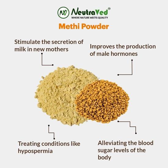 NeutraVed Bockshornkleepulver - 350 Gramm | Reines Bockshornkleesamenpulver für Haar, Haut - Reich an Antioxidantien und Vitaminen - 350 Gramm