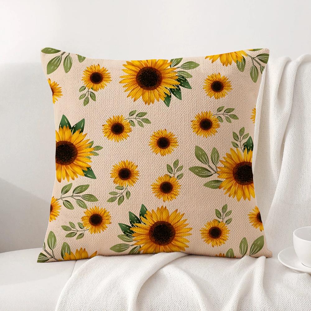 FFloral Pattern Cushion Cover Natural Linen Organic Fabric DoubleSided Printing Sofa Home Decor Breathable Bed Pillow