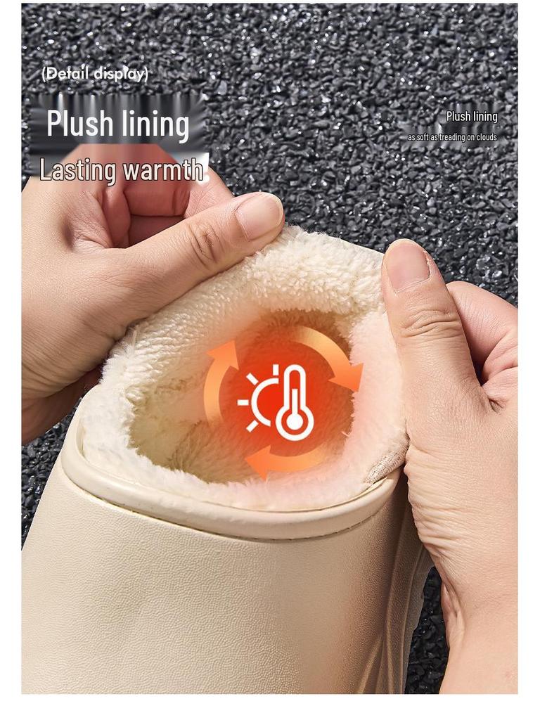 2025 Winter Waterproof Cotton Slippers: Warm, Slip-On, Fleece-Lined, Heel-Covered for Men & Women