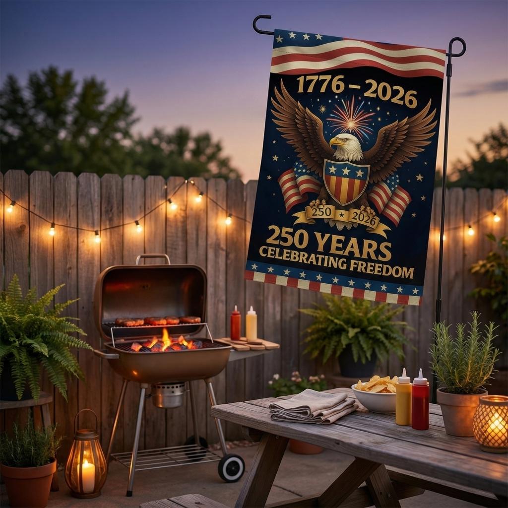 The People 1776-2026 Flag Memorial Day Patriotic 250th Birthday 250 Years United States Indoor Garden Decoration (250 YEARS)
