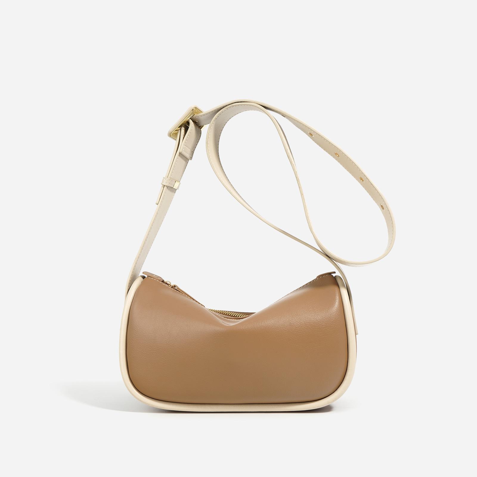 

Cowhide Contrasting Color Simple Commuter Versatile Shoulder Bag Wide Shoulder Strap Messenger Bag чорний
