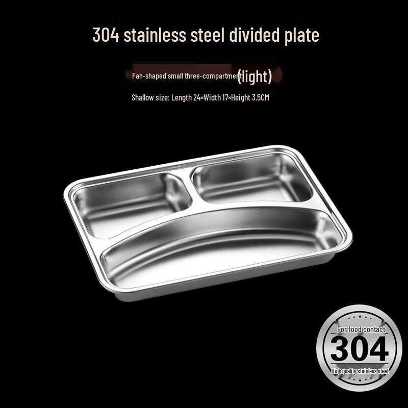 Lijia Fitment Stainless Steel 3-Compartment Divided Meal Tray