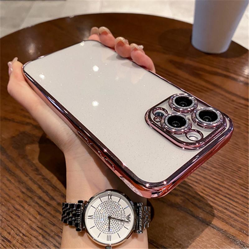 Compatible Glitter Lens Film Phone Case for Apple 17 Pro Max & 16 Pro with Electroplated TPU Full Coverage & Drop Protection