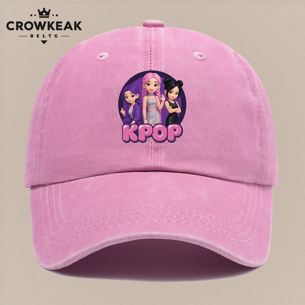 pc KPop Themed Cartoon Group Printed Baseball Cap Fashionable Trendy Duckbill Hat Purple Series with Girly Idol Pattern Eye
