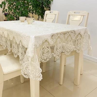 Luxuriöse Spitzentischdecke für Wohnzimmer, Schlafzimmer, Tischdecke, Party-Tischdecke, amerikanische weiße Stickerei, Tischdekoration
