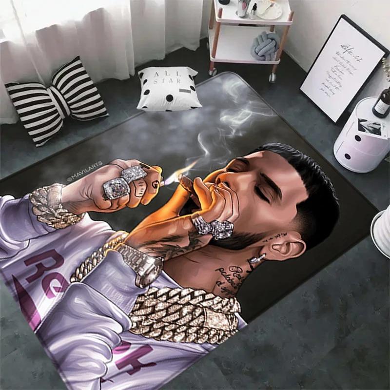 Mode Modern Rapper Patroon Tapijt voor Slaapkamer Woonkamer Bank Computerstoel Gebied Zacht Kleed Vloermatten Badkamer Antislipmat