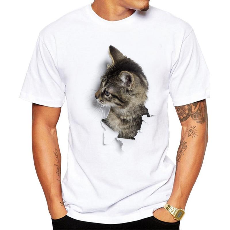 Modisches Herren Rundhals Kurzarm 3D Tier Farbdruck Tier Kurzarm Rundhals T-Shirt