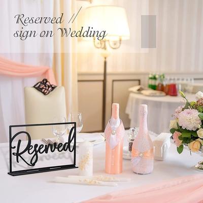 Elegant Reserved Signs Acrylic Table Place Cards for Weddings Receptions Parties Events Restaurants Celebrations Black