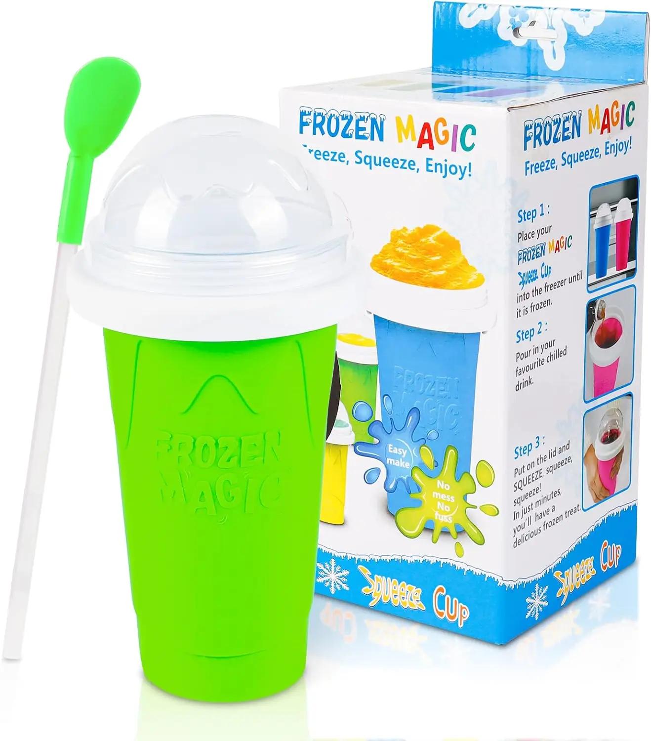 Самодельный стакан для смузи, быстрозамороженный, молочный коктейль, бутылка, летний DIY, сок, ледяной стакан, замороженный, портативный, сжимаемый, стаканы для смузи зелёный