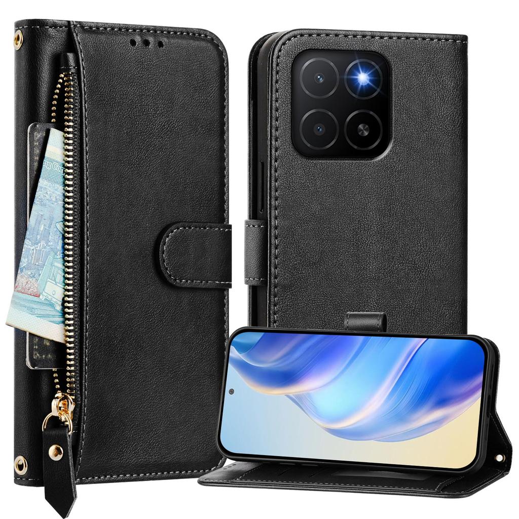 Etui na Honor X5b Plus/Honor X5b Kieszeń na zamek błyskawiczny Wiele przegródek na karty Skórzany pokrowiec na telefon