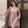 1011 New Women's Summer Ice Silk Pure Desire Style Nightgown Set, Lace Sexy Nightgown Two-Piece Set