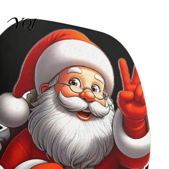 Reusable Holiday Auto Decor Christmas Car Headrest Cover, Elastic Stretch Santa Deer Print Decorative Covers for Holidays Protector, Universal