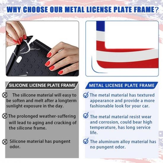 2pcs For Ford Accessory n US Flag Patriotic Car License Plate Frame Cover