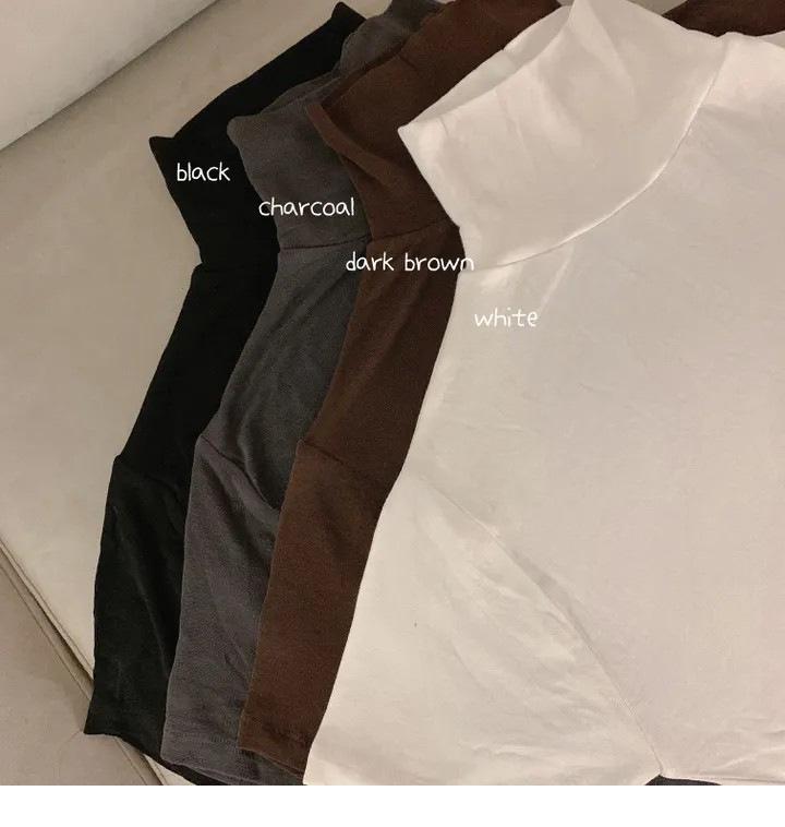 Korean Dongdaemun Elegant Slim-Fit Sheer High Neck Short Sleeve T-Shirt for Women