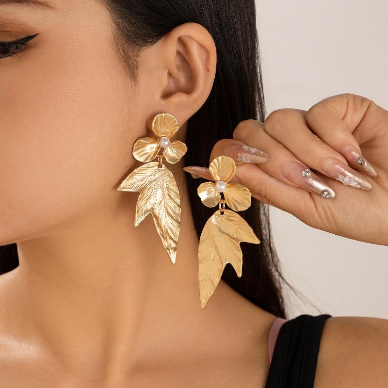 1Pair Romantic Petal Flower Long Hanging Earrings For Women Trendy Elegant Tassel Piercing Drop Earrings Party Jewelry Gift