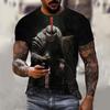 Spartan Warrior Pattern 3D Printed Men's T-shirt Summer Fashion Casual Street Wear Nostalgic Retro Style Short Sleeve Clothing