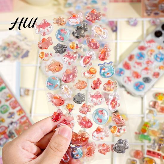 Personalized Sticker Collection Japanese Theme Puffy Stickers 3D Sushi Dessert Mountain Kawaii Goldfish Colorful Mini Decals for Scrapbooking