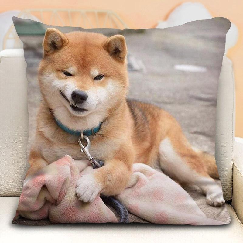 New Funny Shiba Inu Pillow Case Cute Cartoon Dog Cushion Cover For Bedroom Living Room Home Decorative Pillowcase
