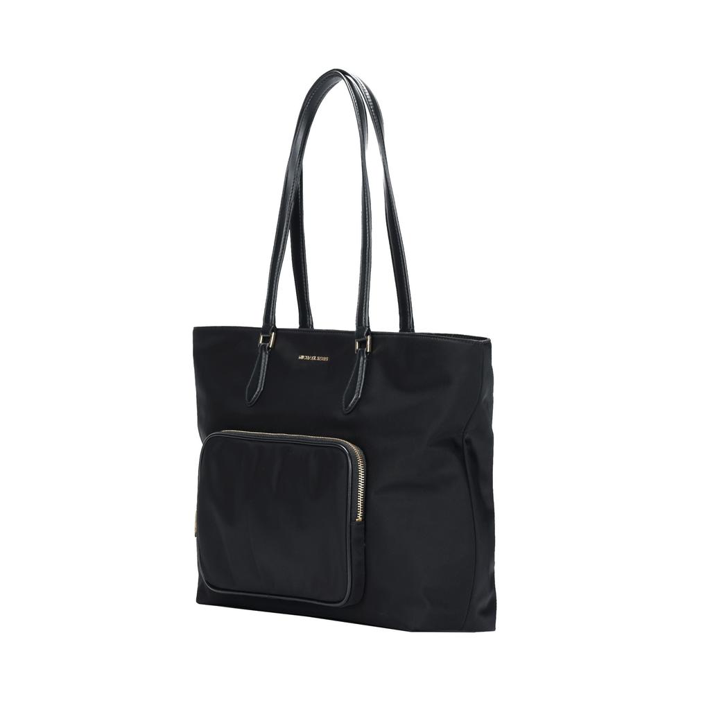 Michael Kors MK Cara Logo Gold Hardware Nylon Tote Shopping Bag Women Tote Black 30R4GRKT7C-BLACK
