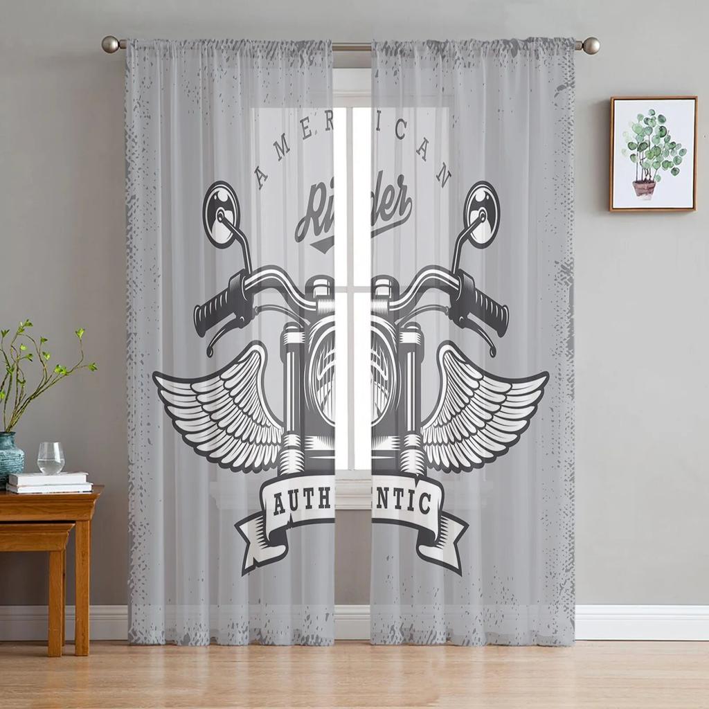 Motocykl Transport Okna Zasłony Salon Tiulowe Zasłony Wystrój Kuchni Dzieci Pokój Zasłony Obróbka Okna