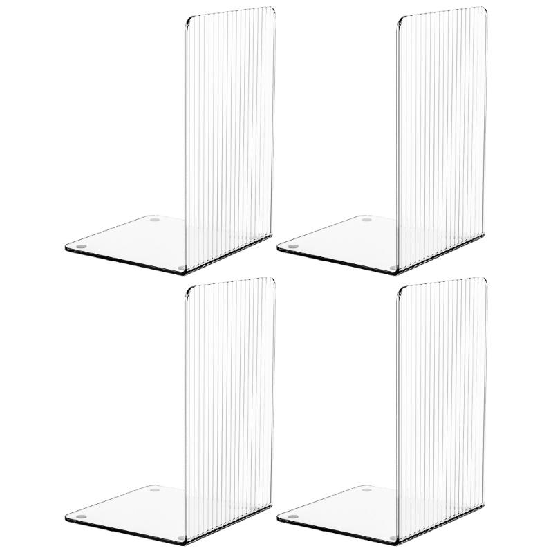 

4 Pcs Multifunctional Book End Acrylic Book Stoppers Practical Book Holders Shelf Decorative Bookends Clear Bookends 1