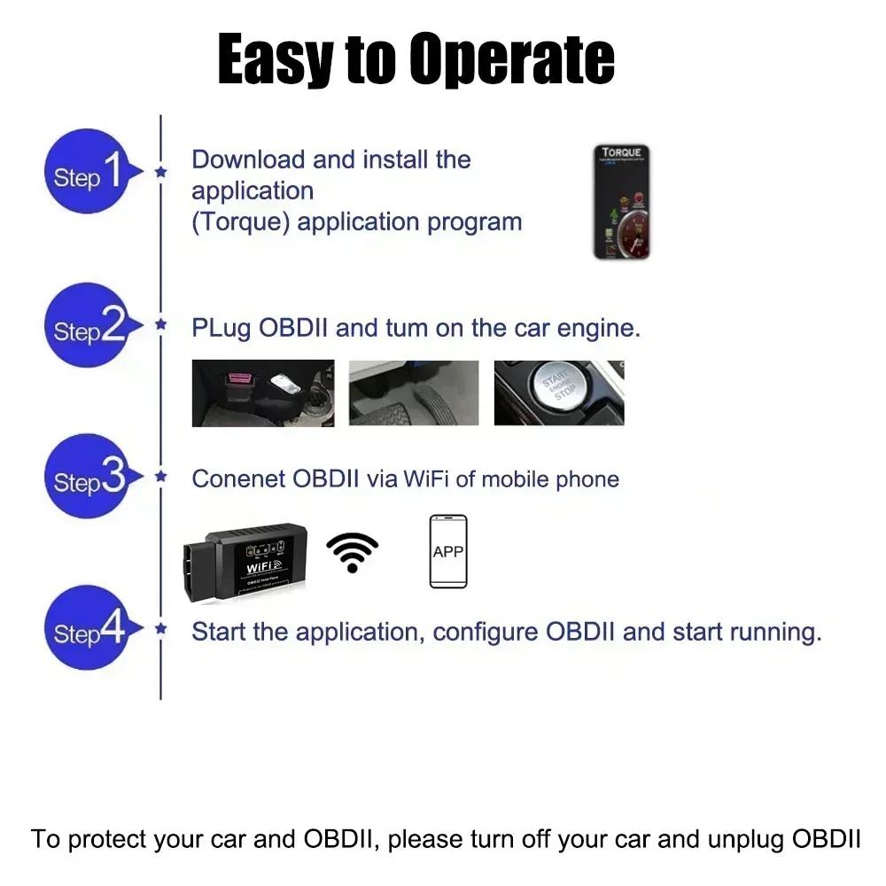 WiFi ELM327 OBD2 Code Reader Scanner V1.5 Auto Diagnosewerkzeuge Motorstörung prüfen Für Android/IOS/Windows 16PIN OBD2 Schnittstelle
