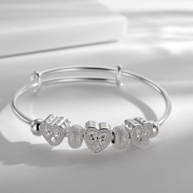 New Korean Fashion 925 Sterling Silver Lucky Beads Bangles For Women Bracelets Luxury Designer Party Wedding Jewelry Gifts