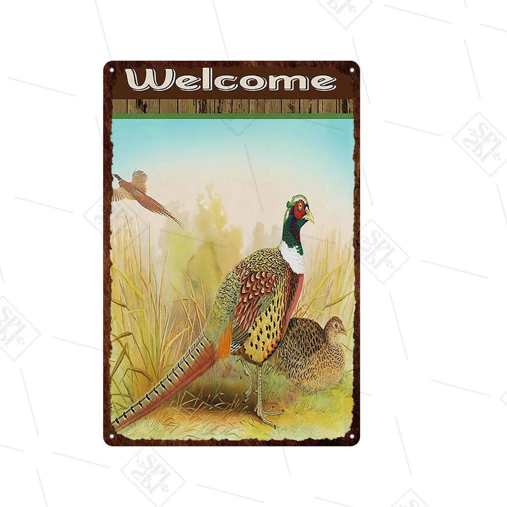 Animal Metal Sign Vintage Forest Park Doorplate Cat Bird Metal Tin Plate Fishing Plaque Bar Wall Sticker Farm Home Decoration