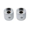 Musiclily Pro 1/4" Steel Flat Dome Knobs, Horizontal Thread, Metric/Inch Compatible, for Electric Guitars and Basses, Chrome (Set of 2)