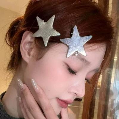 2/4pcs Fashion Sweet Cool Star Hair Clip for Women Metal Silver Five Pointed Star Hairpin Bangs Clips Korean Hair Accessories