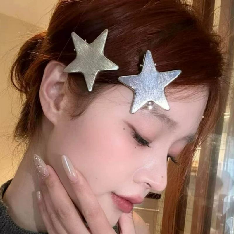 6pcs Five-pointed Star Hairclips Sweet Cool Hair Barrette Japanese Korean Girl Versatile Personality Bangs Side Duckbill Hairpin