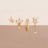 4PCS Zircon Star Moon Flower Small Hoop Earrings Set For Women Stainless Steel Huggies Pendant Piercing Earrings Jewelry Aretes