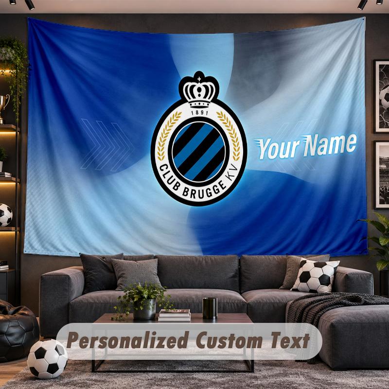Club Brugge FC Personalized Tapestry Support Custom Name, Wall Art Home Decoration