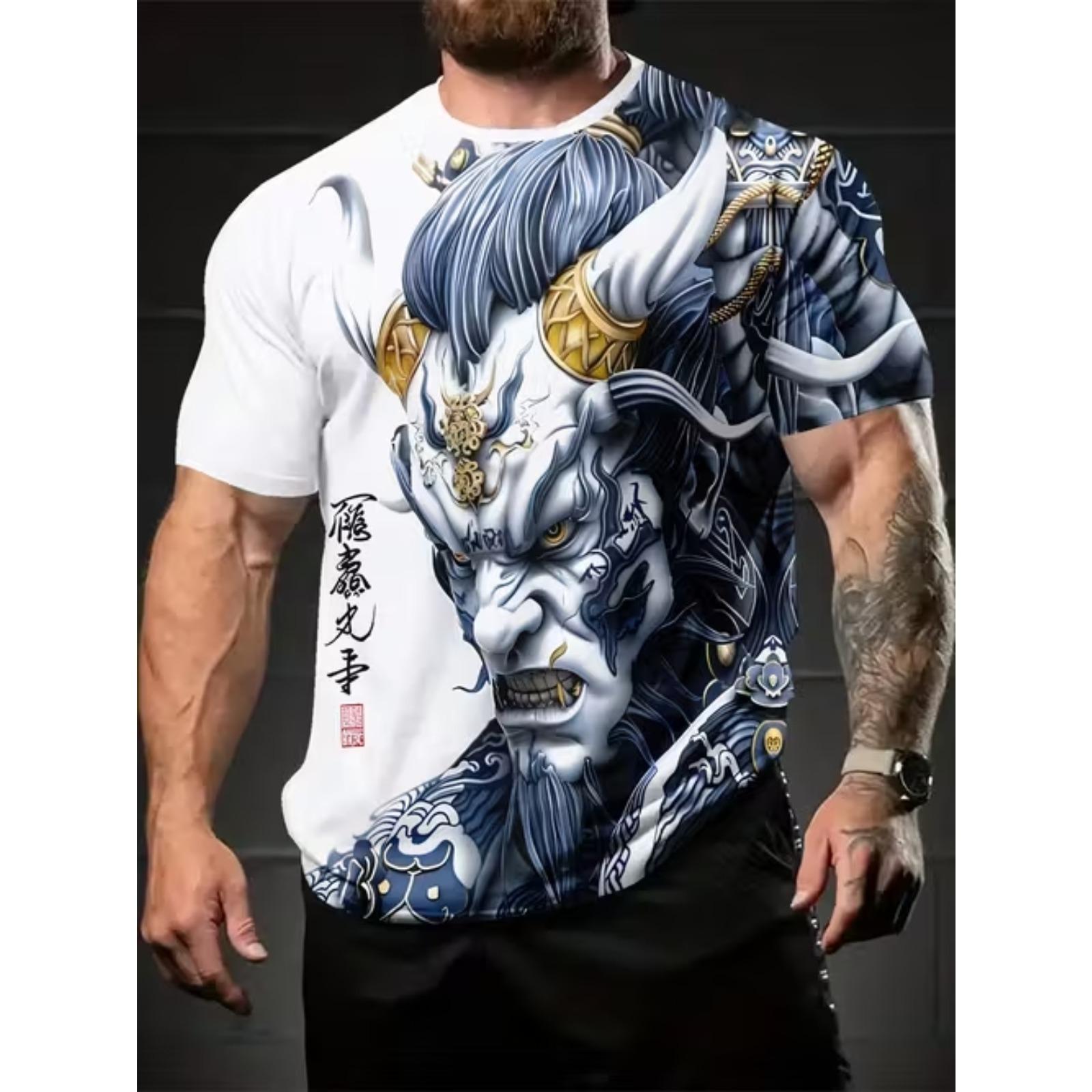 New Summer Men s Fashion T-shirt Personality Vintage Pattern Printed Men s T-shirt Top XS