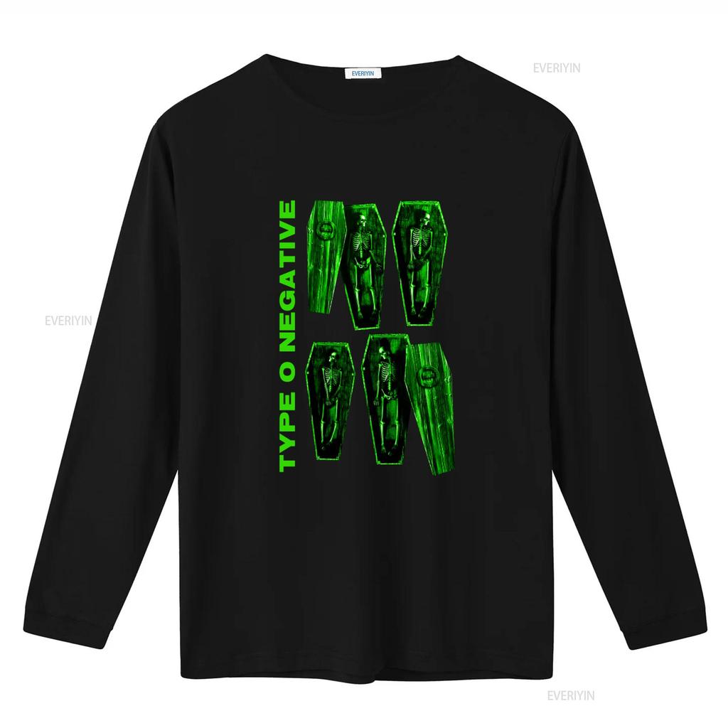 Type O Negative Coffin Skeleton T Shirt for Gothic Rock Band Vintage Washed Versatile Soft Designer Clothes Stretched Graphic