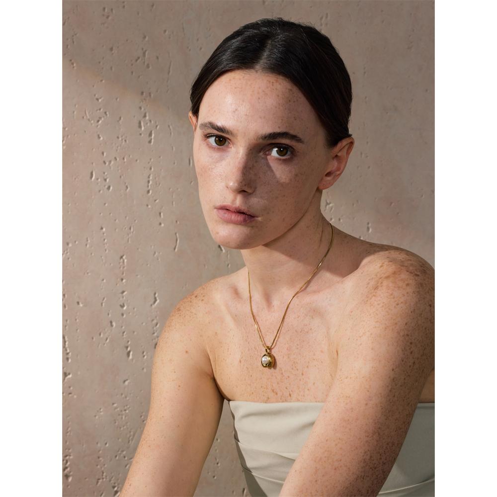 Yhpup Elegant Imitation Pearls Fashion Pendant Necklace for Women Stainless Steel Charm Collar Jewelry Wholesale Waterproof