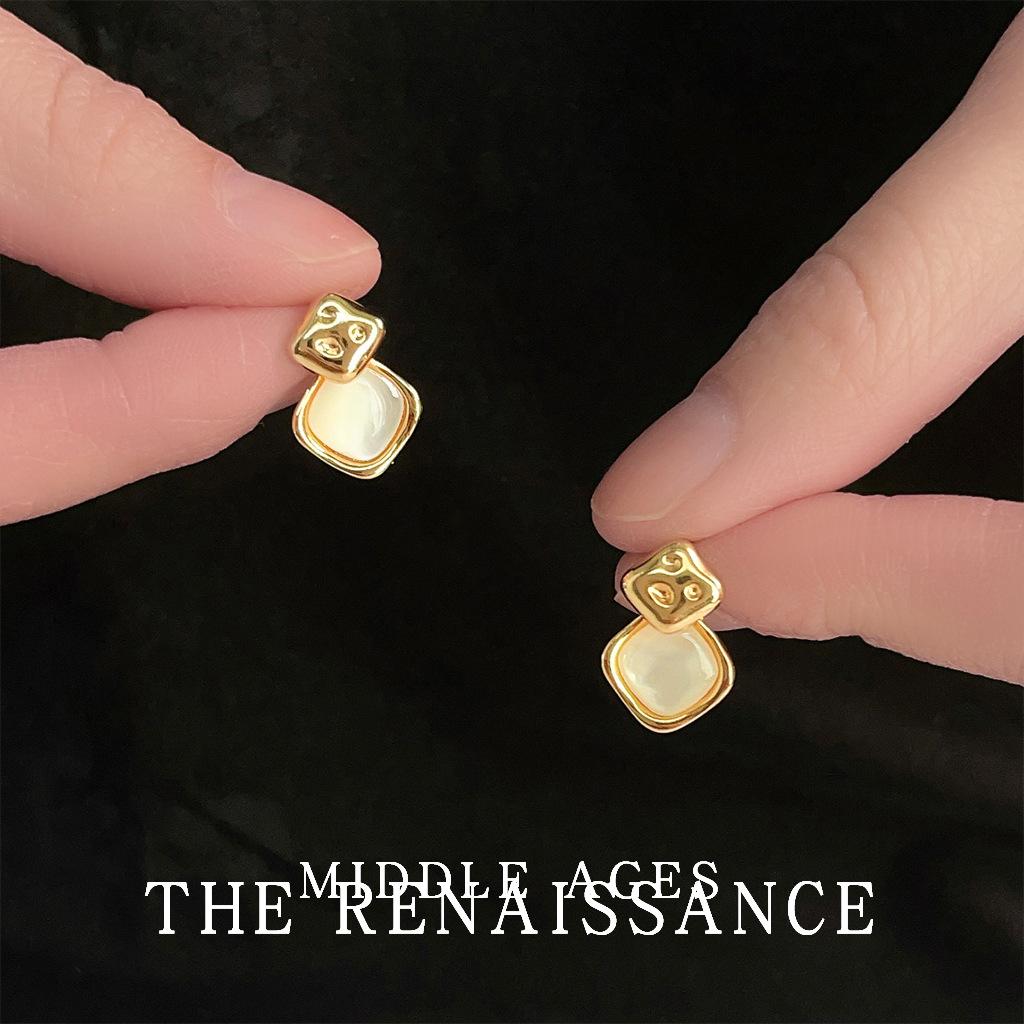 Средневековые французские серьги-гвоздики из настоящих ракушек геометрические серьги-ромбы ретро серьги женские