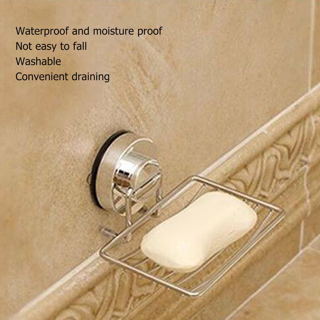 Soap Drain Rack Stainless Steel Wall Mounted Suction Soap Case Holder for Bathroom Kitchen