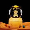 Luminous Teddy Bear Crystal Ball Night Light with Wooden Base - Creative Desktop Decoration Gift.