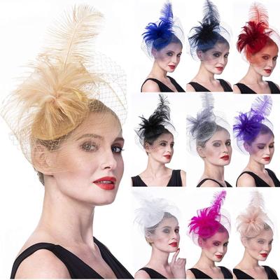 Ženy Dívky Mesh Fascinators Hat Cocktail Party Čelenka Čelenka Svatební klobouk
