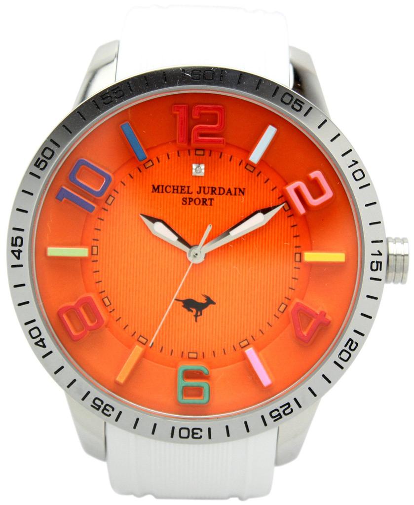 Sports 1P Big White [Michel Jourdan] Watch, Diamond, Face, Silicone, MJ-7700-9,